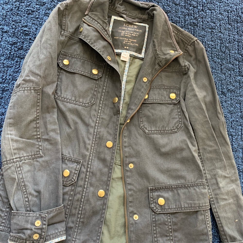 J Crew army and gold military jacket